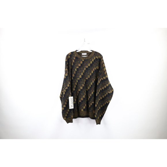 NOS Vintage 90s Coogi Style Mens 2XL Ed Bassmaster Rainbow Knit Sweater USA